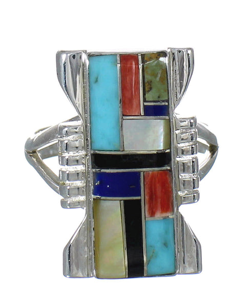 Multicolor And Authentic Sterling Silver Jewelry Ring Size 7-1/4 YX75067