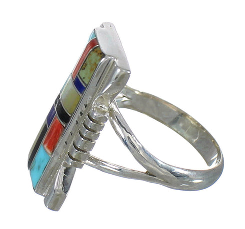 Multicolor And Authentic Sterling Silver Jewelry Ring Size 7-1/4 YX75067