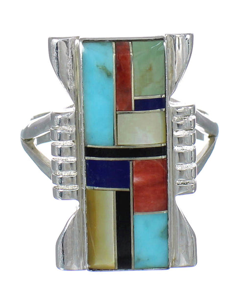 Silver And Multicolor Southwest Jewelry Ring Size 8-1/4 YX75114