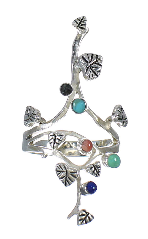Southwest Multicolor Sterling Silver Jewelry Ring Size 6-1/4 YX75140