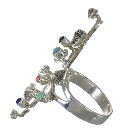 Southwestern Multicolor And Silver Jewelry Ring Size 7-3/4 YX75147