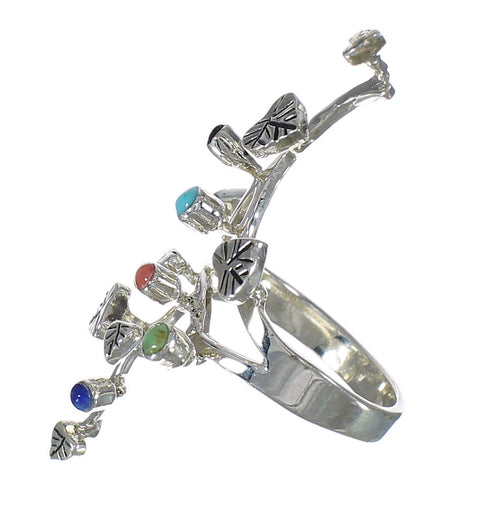 Multicolor Southwestern Silver Jewelry Ring Size 6-1/4 YX75164