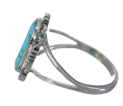 Sterling Silver Opal And Turquoise Inlay Southwest Ring Size 8-3/4 WX70306