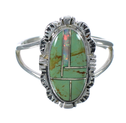 Southwest Sterling Silver Turquoise Opal Ring Size 6-1/4 WX70365