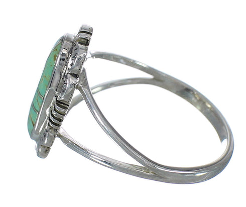 Turquoise And Opal Inlay Genuine Sterling Silver Southwest Ring Size 5-1/4 WX70444