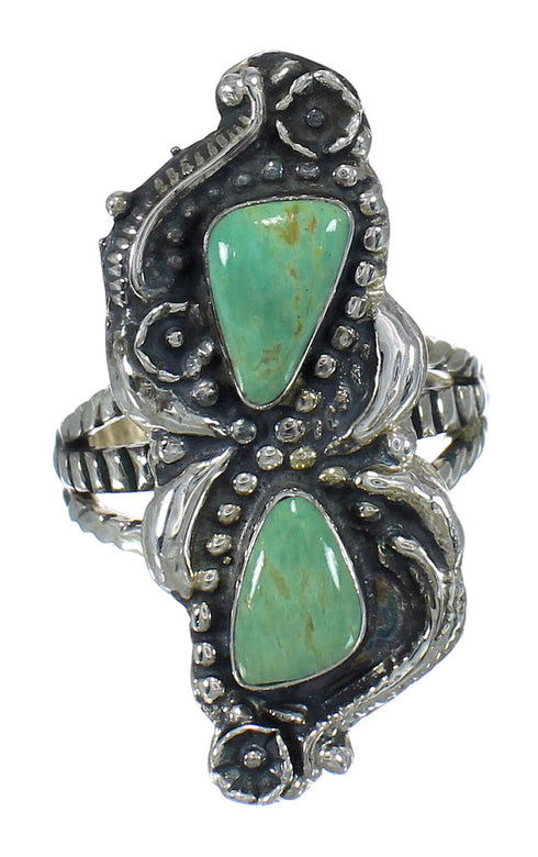 Southwestern Genuine Sterling Silver Turquoise Ring Size 7-3/4 RX62827