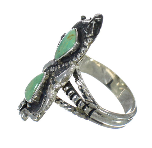 Southwestern Genuine Sterling Silver Turquoise Ring Size 7-3/4 RX62827
