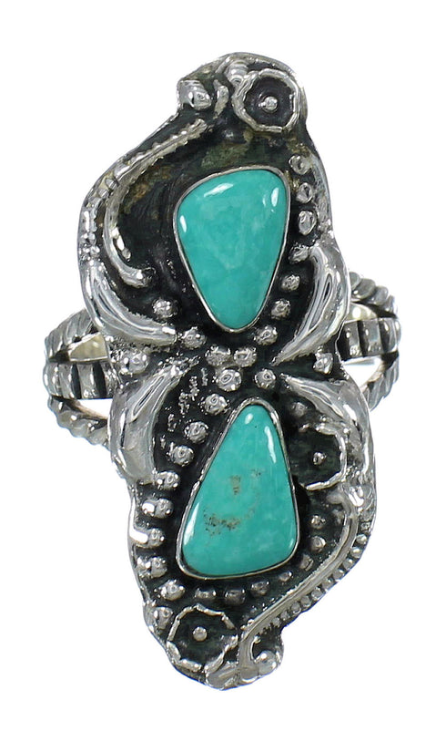 Turquoise Southwestern Sterling Silver Ring Size 7 RX62838