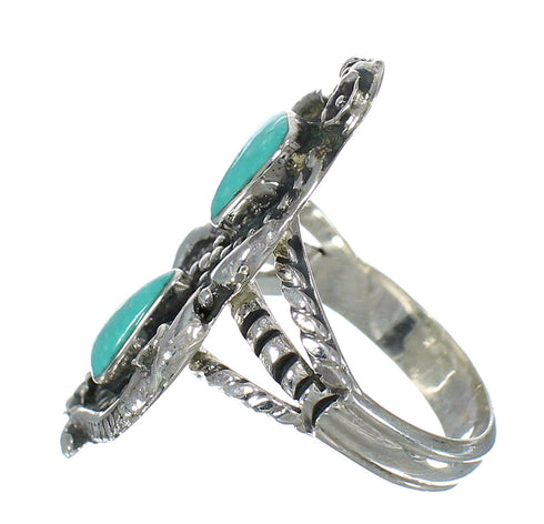 Turquoise Southwestern Sterling Silver Ring Size 7 RX62838
