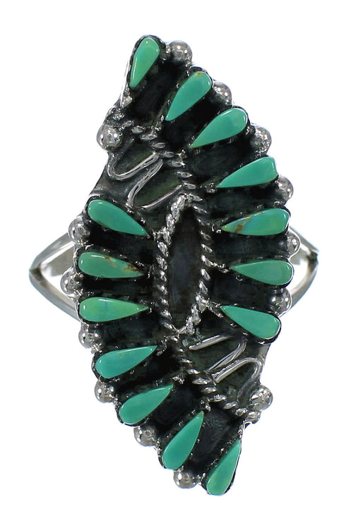 Southwest Sterling Silver Turquoise Needlepoint Ring Size 7-3/4 RX62985
