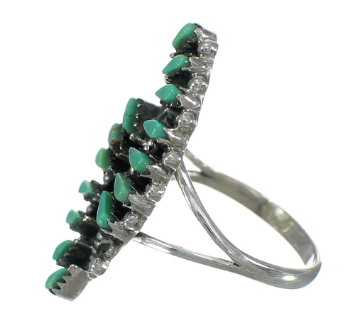 Southwest Sterling Silver Turquoise Needlepoint Ring Size 7-3/4 RX62985
