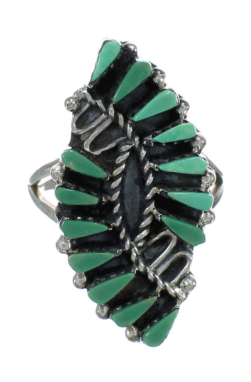 Southwest Sterling Silver Needlepoint Turquoise Ring Size 5-1/2 RX62995