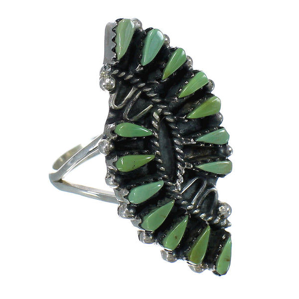 Turquoise Needlepoint Southwest Sterling Silver Ring Size 6-1/4 RX63004