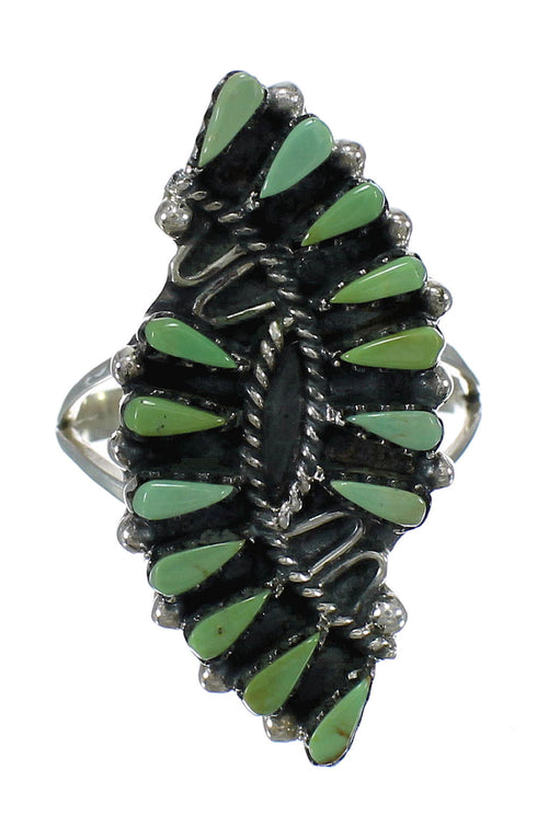 Genuine Sterling Silver Southwestern Turquoise Needlepoint Ring Size 7-1/4 RX63009