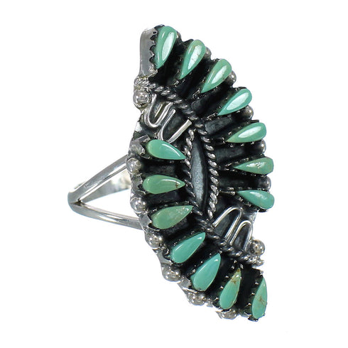 Sterling Silver And Turquoise Southwest Needlepoint Ring Size 5-1/4 RX63018