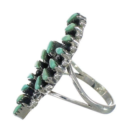 Sterling Silver And Turquoise Southwest Needlepoint Ring Size 5-1/4 RX63018