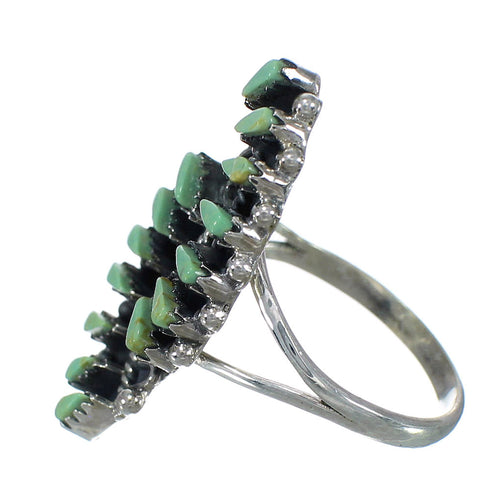 Sterling Silver And Turquoise Needlepoint Ring Size 6-1/4 RX63025