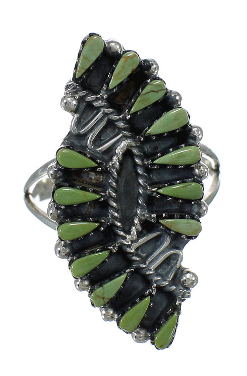 Turquoise Needlepoint Southwest Sterling Silver Ring Size 7-1/4 RX63043