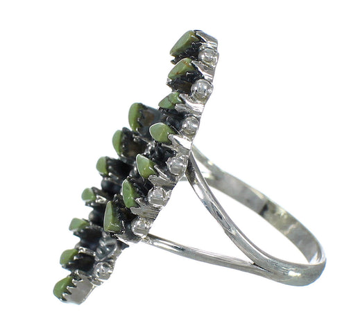 Southwest Turquoise Genuine Sterling Silver Needlepoint Ring Size 6-1/2 QX81316