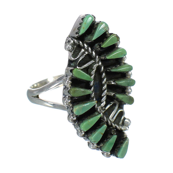 Genuine Sterling Silver Southwest Turquoise Needlepoint Ring Size 6 RX63059