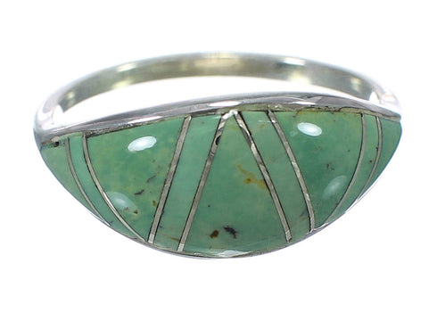 Southwest Sterling Silver And Turquoise Inlay Ring Size 6-3/4 WX62312