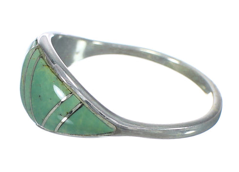 Southwest Sterling Silver And Turquoise Inlay Ring Size 6-3/4 WX62312