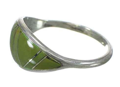 Southwestern Genuine Sterling Silver And Turquoise Inlay Ring Size 7-3/4 WX62789