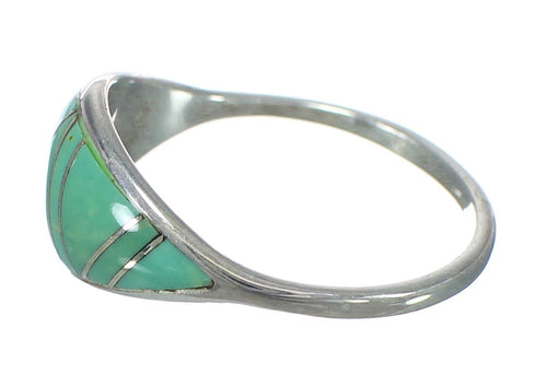 Southwestern Turquoise Inlay And Authentic Sterling Silver Ring Size 8-3/4 WX62814