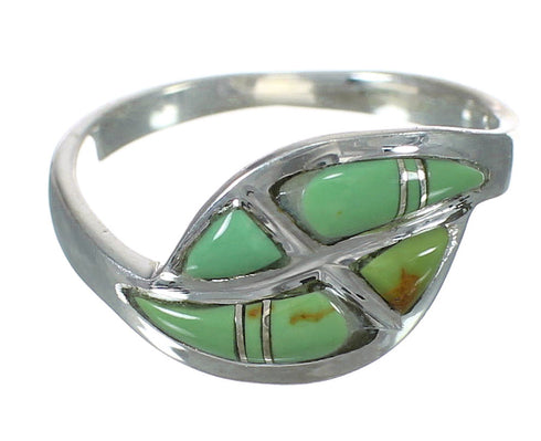Turquoise Inlay Southwest Jewelry Sterling Silver Ring Size 7-3/4 WX62918