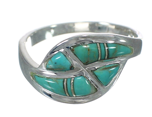 Genuine Sterling Silver Jewelry Southwestern Turquoise Ring Size 7-3/4 WX63056