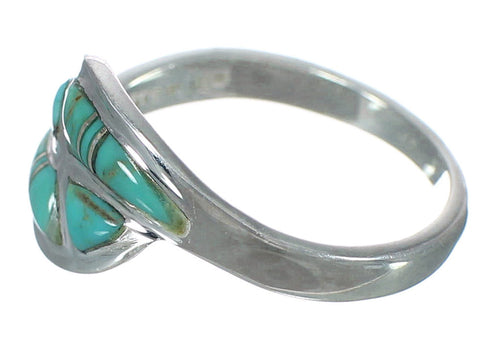 Genuine Sterling Silver Jewelry Southwestern Turquoise Ring Size 7-3/4 WX63056