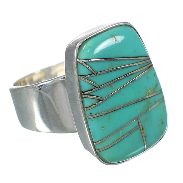 Turquoise Inlay Sterling Silver Southwest Ring Size 4-3/4 WX63094