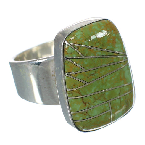 Turquoise Inlay Sterling Silver Southwestern Ring Size 5-1/4 WX63115