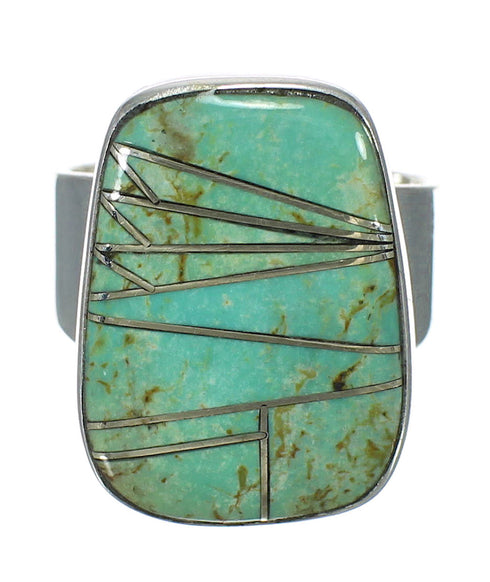 Turquoise Inlay Genuine Sterling Silver Southwest Ring Size 4-3/4 WX63116