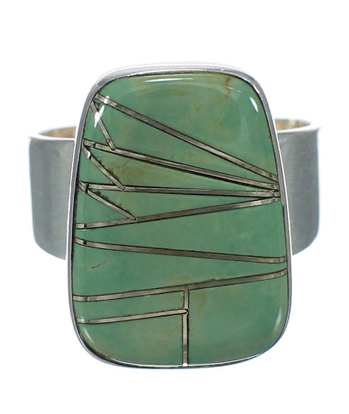 Southwest Turquoise Inlay And Sterling Silver Jewelry Ring Size 7-3/4 WX63120