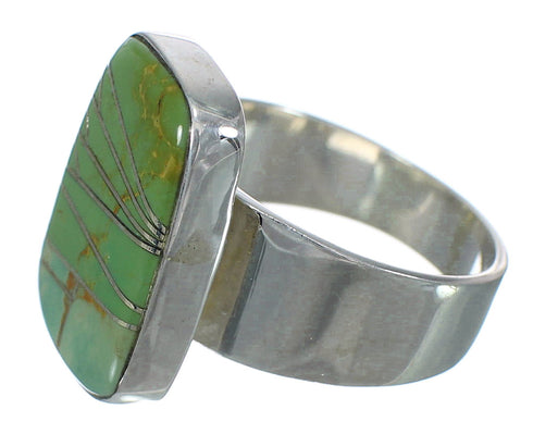 Southwestern Turquoise Inlay And Sterling Silver Jewelry Ring Size 7-3/4 WX63123
