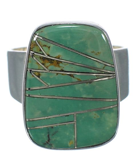 Sterling Silver And Turquoise Inlay Southwest Jewelry Ring Size 7-1/4 WX63129