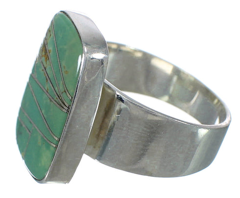 Sterling Silver And Turquoise Inlay Southwest Jewelry Ring Size 7-1/4 WX63129