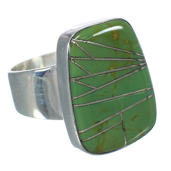 Sterling Silver Southwest Turquoise Inlay Jewelry Ring Size 5-3/4 WX63154