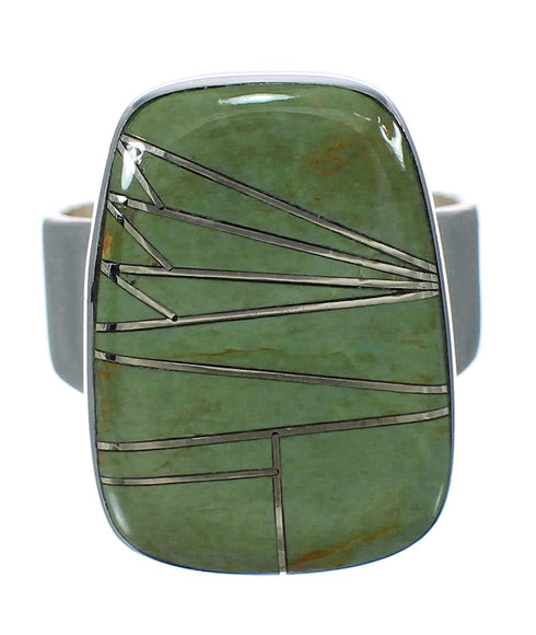 Sterling Silver Southwestern Turquoise Inlay Jewelry Ring Size 5-1/4 WX63159