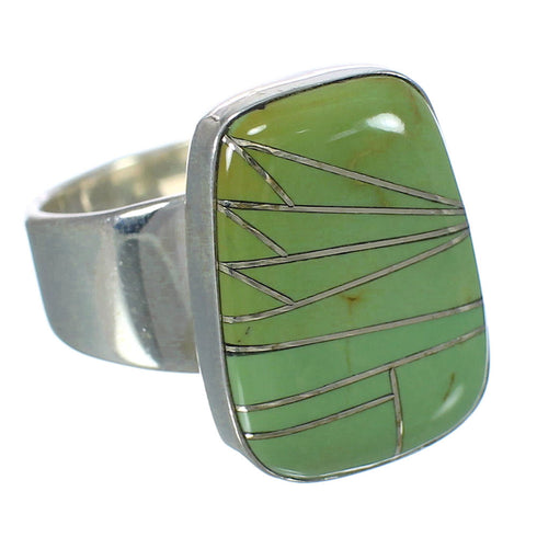 Turquoise Inlay Southwestern Sterling Silver Jewelry Ring Size 4-3/4 WX63168