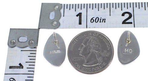 Turquoise Opal Inlay Genuine Sterling Silver Post Earrings RX66537