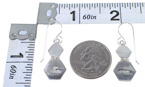 Genuine Sterling Silver Turquoise Opal Hook Dangle Earrings RX66588