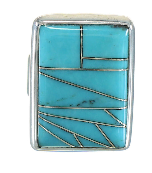 Southwest Turquoise Silver Ring Size 7-1/4 YX70439