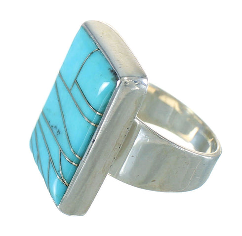 Southwest Turquoise Silver Ring Size 7-1/4 YX70439