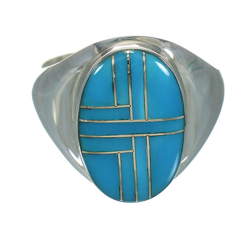 Southwest Authentic Sterling Silver Turquoise Ring Size 8-1/2 YX87488