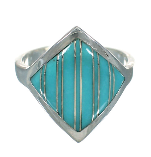 Southwest Genuine Sterling Silver And Turquoise Ring Size 4-3/4 YX70524