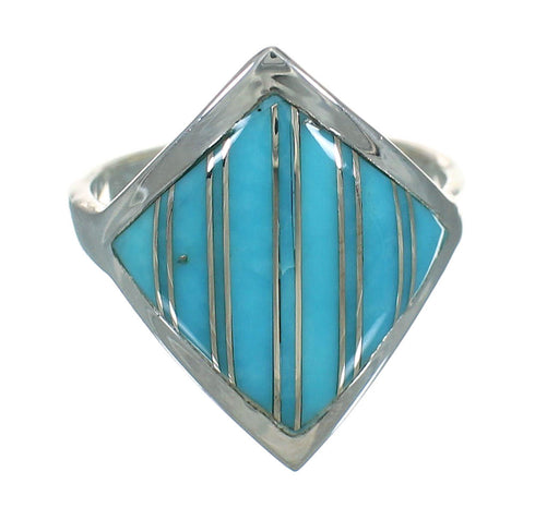 Southwest Authentic Sterling Silver And Turquoise Ring Size 4-3/4 YX70533