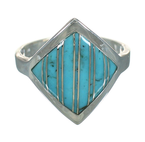 Southwestern Turquoise Sterling Silver Jewelry Ring Size 4-3/4 YX70562