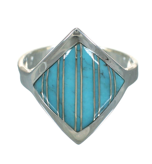 Authentic Sterling Silver And Turquoise Southwest Jewelry Ring Size 8-1/4 YX70581
